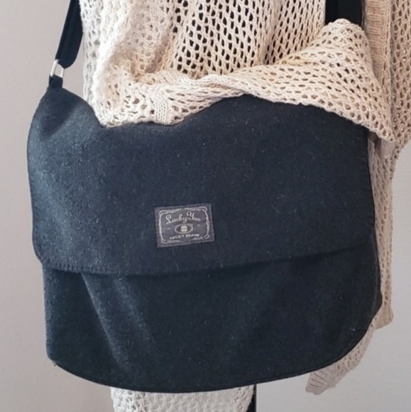 Lucky Brand Handbags - Lucky Brand Gray Flannel Crossbody Messenger Bag